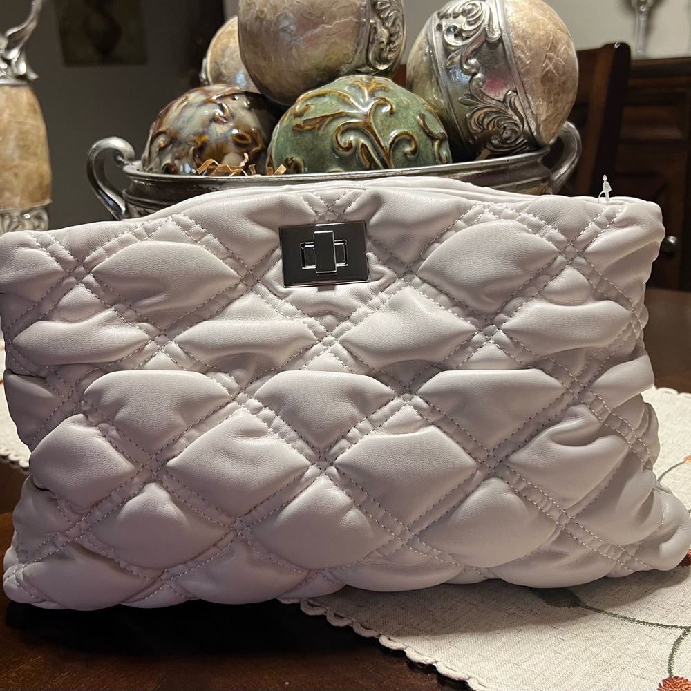 INC International Concepts Quilted Clutch - Light Beige
